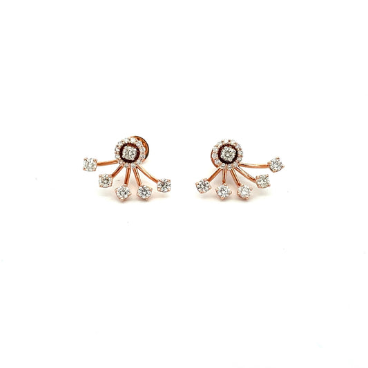 Radiant Rose Gold Fan Earrings with Sparkling CZ
